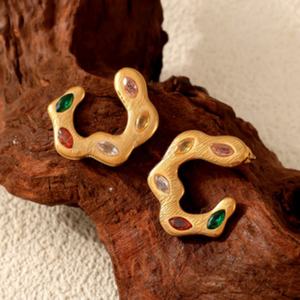 Pendientes de Acero Inoxidable 316L para Mujer, de Segunda Mano, con Zirconia Galvanizada, Irregulares, Estilo Vintage, Premium, Tipo Stud, de Nicho - Product Image 3