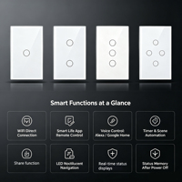 Interrupteur tactile intelligent WiFi Hooanke 3 voies, homologué ETL, fil neutre requis. Compatible avec Tuya et Alexa, service tout-en-un.