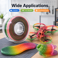 Filamen TPU 98A Pelangi 1.75mm dengan Warna Gradasi Cetak Elastis, Filamen 3D Semi Rigid Fleksibel untuk Grosir OEM