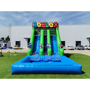 Commercial <strong>Roblox</strong> Theme Inflatable Water Slide With Pool, Large Double Lane Inflatable Wet Slide for <strong>Party</strong> Rental Outdoor Events - Product Image 2