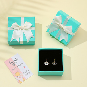 High Quality Square Pendant Bracelet Jewelry Paper Packaging <b>Box</b> Bow Sky Cover <b>Gift</b> <b>Box</b> With Bow Ribbon - Product Image 4