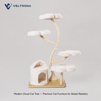 Árbol para Gatos Moderno de Felpa con Diseño de Nube, Torre Multinivel, Mueble de Escalada para Gatos de Interior con Plataformas de Flores, Venta al por Mayor