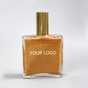 MLM Private Label 100mlShimmer Body Oil Cylinder Bottle Gold Cap Smooth Hydrating Glow skin <b>illuminator</b> vacation <b>makeup</b> body oil - Product Image 4