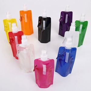 Custom Logo Lightweight Collapsible Water Pouch Reusable Drinking Bag with Carabiner for Walk Run Events - Product Image 2