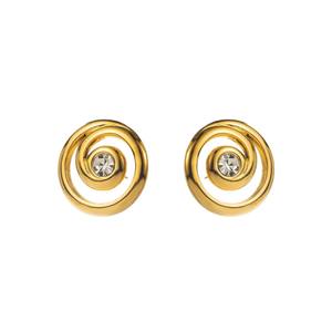 New Jewelry Style Retro Explosive Earrings Stainless Steel Plated 14K <strong>Gold</strong> Oval <strong>Bird</strong> <strong>Nest</strong> Fingerprint Oval Design Stud Earrings - Product Image 5