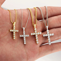 Collier Pendentif Croix en Moissanite VVS Plaqué Or Argent Sterling 925 pour Femme et Homme, Bijoux Catholiques, Cadeaux