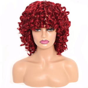 Giá Bán Buôn Tóc Giả Nữ Cosplay Tóc Xoăn Tự Nhiên Với Bangs Màu Vàng Điều Chỉnh Kích Thước Tóc Giả Toàn Bộ Tổng Hợp Châu Phi - Product Image 3