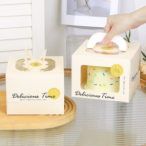 High Quality Eco-Friendly Recycled Paperboard Square Cake <b>Boxes</b> with Handle Window UV Coating Matt Lamination for Food Packaging - Product Image 6