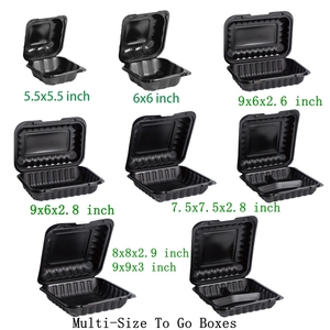Nero usa e getta Clamshell MFPP incernierato Take Out Food Box 3 scomparti Togo contenitori per alimenti per Burger Restaurant Take Away - Product Image 4