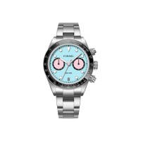 Luxuriöse Herren-Businessuhr mit Chronograph, Quarzwerk, Wasserdicht, Edelstahl 20mm Armband, Leder-/Silikonband