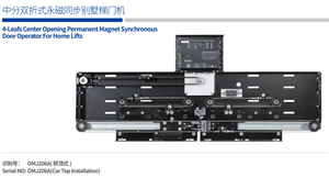 OMJ206A (tipo <span class=keywords><strong>de</strong></span> montaje en techo) Operador <span class=keywords><strong>de</strong></span> puerta <span class=keywords><strong>de</strong></span> ascensor para villas con motor síncrono <span class=keywords><strong>de</strong></span> imán <span class=keywords><strong>permanente</strong></span> <span class=keywords><strong>de</strong></span> doble plegado y división central - Product Image 2