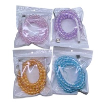 Nouvelles couleurs, perles transparentes violet clair, câble de charge rapide Type-C 5A unique avec perles pour la décoration de bureau/table de chevet