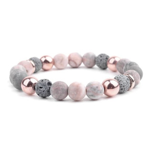 Bracelet en pierre de lave pour huiles essentielles - Agate Or Rose - Product Image 1