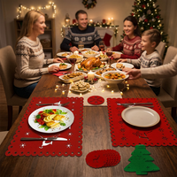 Lot de 18 sets de table et sous-verres en feutre de Noël, motifs Élan et Flocon de neige, pour décoration de fête (anniversaire, mariage, Thanksgiving), Vente en gros