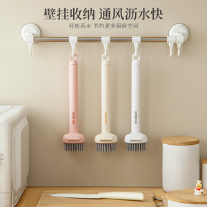 Chunzao 2 In 1 Rotating Pot <b>Brush</b> Long Handle Dishwashing <b>Brush</b> With Spatula Nylon Kitchen <b>Cleaning</b> Tool For Pots And Dishes - Product Image 1