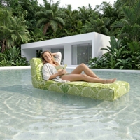 Chaise longue gonflable tropicale en tissu imprimé citron vert pour piscine et bord de piscine – Confort estival