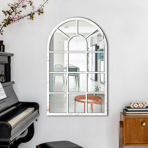 New Arrival <span class=keywords><strong>Window</strong></span> tường Gương trang trí arched tường trang trí cổ điển Mộc mạc arched gương bằng gỗ Acrylic gương tường Sticker - Product Image 2