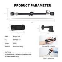 Bras articulé réglable de 11 pouces avec vis filetée 1/4'' et adaptateur de fixation griffe porte-accessoire pour appareil photo reflex numérique/caméscope