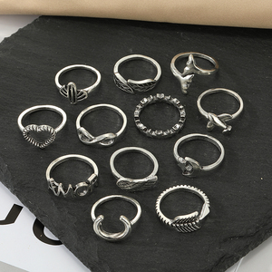 12pcs Simple Silver Plated Classic <b>Moon</b> and Star Wedding Engagement Anniversary Rings for Women Jewelry - Product Image 4
