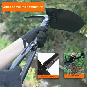 Pala de acero al manganeso de estilo multifuncional para exteriores, herramienta de excavación portátil plegable montada en el coche para suelo de Camping - Product Image 5
