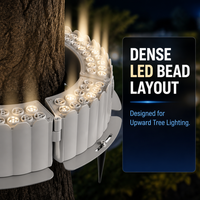 Projecteur LED noir 12W pour colonne d'arbre, anneau lumineux de jardin DC/AC, blanc chaud, IP65, éclairage paysager extérieur, CRI95, angle de faisceau 10-60°, détection de mouvement