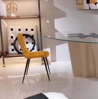 Chaise de salle à manger au design unique et moderne en acier inoxydable, chaises italiennes de luxe pour hôtels, banquets, salon, chaises en cristal ambré