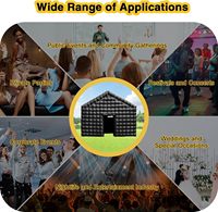 Tente de fête gonflable noire en forme de cube disco pour discothèque, maison d'événements, fête d'anniversaire, événements scolaires, fête dans la cour