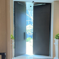 Porte d'entrée automatique double battante en laiton poli de qualité supérieure, robuste et personnalisée, pour villa, club, hôtel, propriété