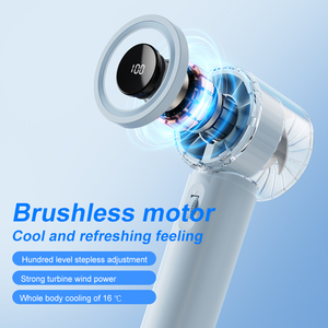 Ventilateur de poche portable à moteur sans balais avec batterie KC rechargeable, affichage numérique, conception de rouleau de refroidissement, bouton - Product Image 2