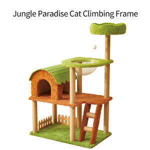 고양이 클라이밍 랙 & 둥지, 천 소재 고양이 나무, 시잘 그립 포스트 포함, 소형 아파트용 사계절 사용 가능 - Product Image 4