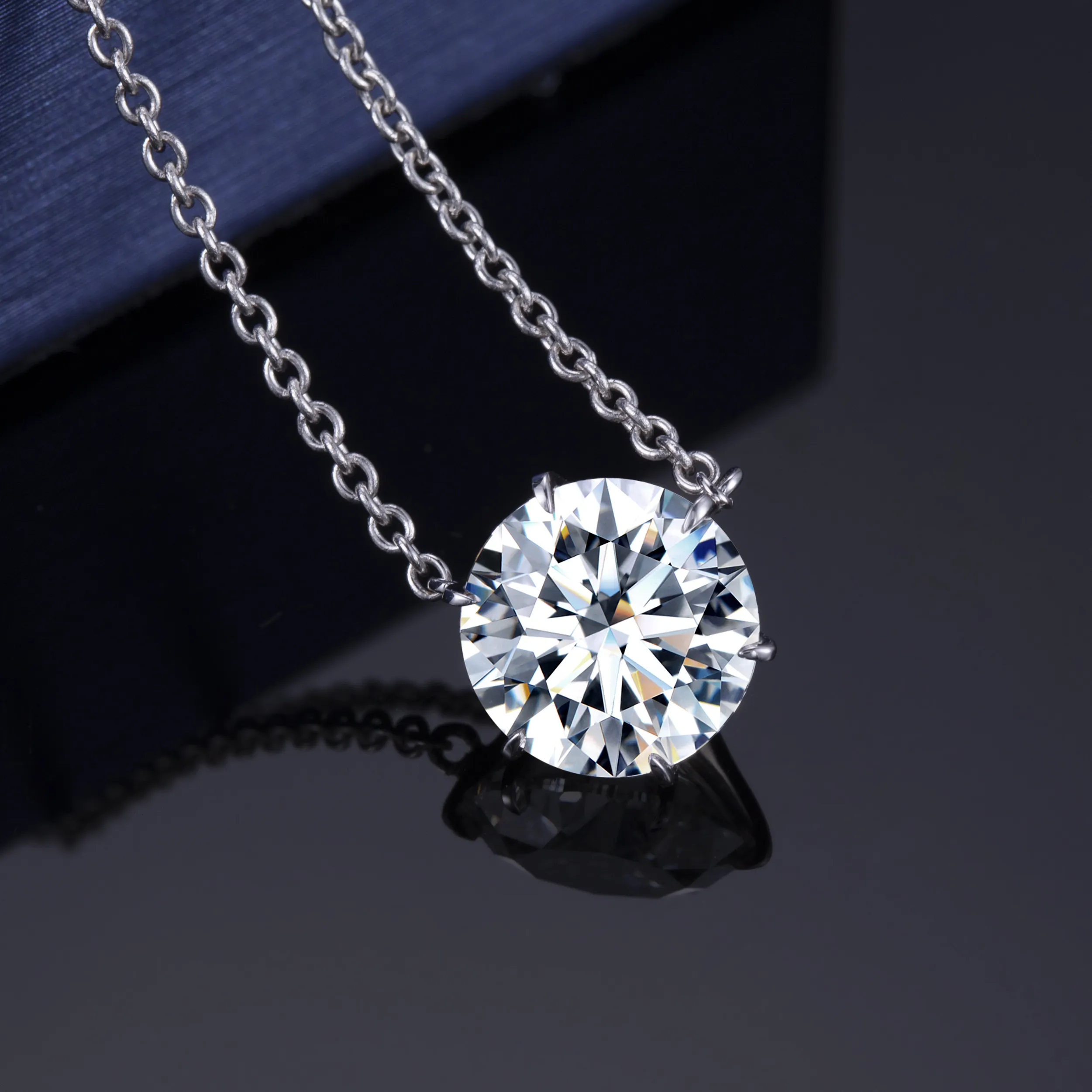 Messi Jewelry 18K White Gold Lab Grown Diamond Necklace Jewelry Lab Diamond Necklace