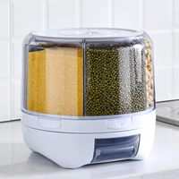 Conteneurs de stockage de nourriture sèche en plastique PET transparents, écologiques, anti-poussière, modernes, à 6 compartiments, rotatifs à 360° pour la cuisine