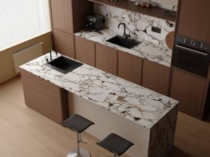 Hot Bán thiết kế thích calacatta vagli đá cẩm thạch vàng thiêu kết đá cho phòng tắm tường - Product Image 5