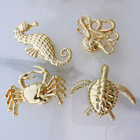 Poignées de tiroir et poignées de placard en alliage de zinc sur le thème des créatures marines - Poignées de cuisine durables au design océanique Hippocampe, Crabe, Pieuvre, Tortue