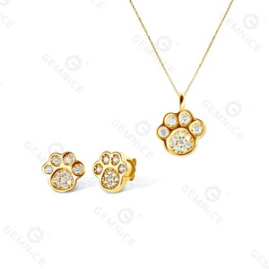 925 nel gümüş 14k altın zirkon sevimli hayvan kedi pençe köpek pençe kolye kolye kadınlar için - Product Image 4