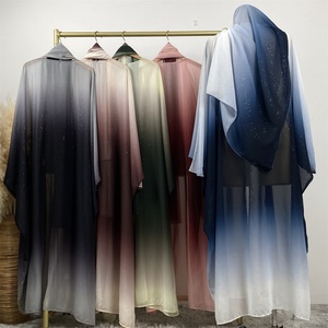 67501# Abaya Manufacturer New Arrival Ombre Silver Shiny Glitter Star Sky Abaya With Hijab Dubai Qatar Open Abayas 5 Colors - Product Image 2