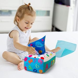Ma première boîte à mouchoirs pour bébé en peluche douce à contraste élevé, jouets sensoriels carrés Montessori, jonglerie, danse arc-en-ciel, offre spéciale - Product Image 4