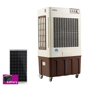 Hot sale high quality "4500m3/h wind volume" low noisy portable air cooler dc ac rechargeable solar panel air cooler