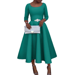 Abito Estivo <span class=keywords><strong>Taglie</strong></span> <span class=keywords><strong>Forti</strong></span> 2025 a Tinta Unita con Gonna Ampia, Elegante Abito <span class=keywords><strong>da</strong></span> Sera Formale di Classe, Abito Casual <span class=keywords><strong>da</strong></span> Donna con Scollo Rotondo - Product Image 4