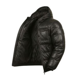 Veste matelassée à capuche noire pour homme, coupe ajustée, mode streetwear, épaisse pour l'hiver, motif uni - Product Image 3
