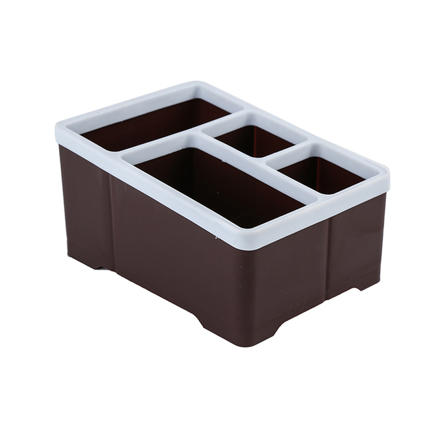 Multi-Functional Modern Sustainable Four-Compartment Plastic Desktop Storage Box PP Remote Control Stationery Organization Tools