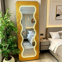 Miroir pleine longueur à LED HD, design ondulé effet vague, style Instagram, pour chambres à coucher, salles d'exposition et magasins de vêtements