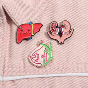 Estilos de moda, alfileres de esmalte de órgano Floral, broches de flores de <span class=keywords><strong>estómago</strong></span> de cerebro personalizados, alfileres de insignia de solapa de enfermera médica - Product Image 4