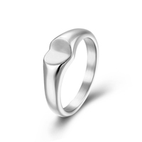 ShuoyeW 7.6mm bague en acier inoxydable argent or fonte basique en forme de coeur lisse plaine en acier inoxydable bague bague bijoux 771