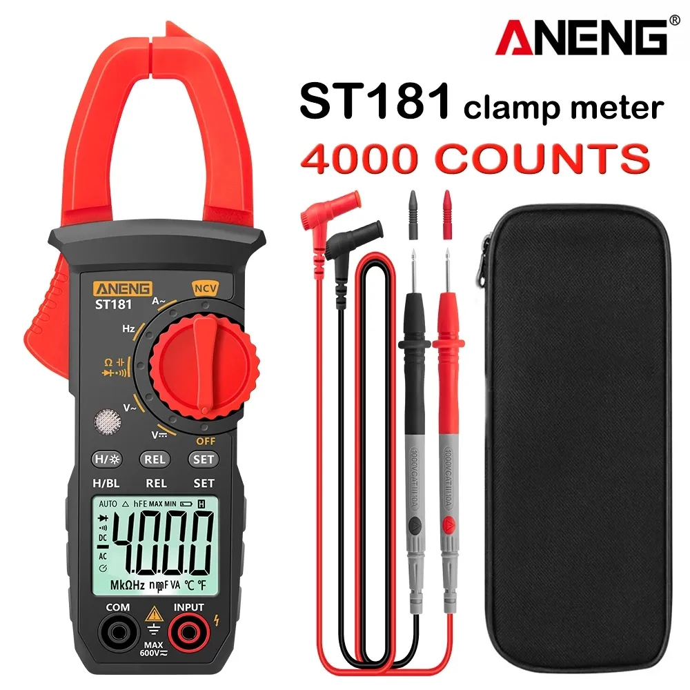 ANENG ST181 dijital kelepçe metre DC/AC akım 4000 sayımları multimetre ampermetre voltmetre araba Amp Hz kapasite ncv'deki Ohm testi