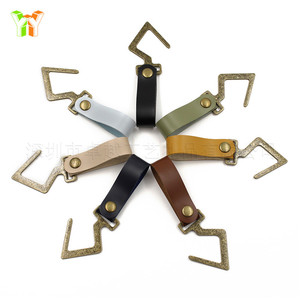 Outdoor camping tableware storage <b>hooks</b>, home kitchen <b>hooks</b>, clothes drying <b>hooks</b>, PU leather and metal <b>hooks</b>. - Product Image 1
