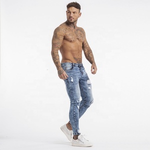 Gingtto Fade Blue Ripped Jeans Skinny Fit da uomo caviglia Fit abbigliamento uomo danni alla moda Jeans Super Fly pantaloni <span class=keywords><strong>Jens</strong></span> da uomo - Product Image 3
