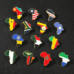 Venta caliente oro países africanos bandera mapa solapa pines accesorio moda Sudáfrica Nigeria Mozambique mapa Metal esmalte broche - Product Image 4