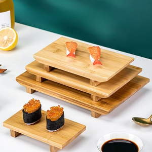 Bambus Vente en gros Plateau à sushi japonais biodégradable rectangulaire en bois pour service de sushi avec logo personnalisé - Product Image 3