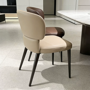 Chaise de salle à manger moderne en cuir avec pieds en métal, non pliable, pour la maison, les restaurants et les entreprises - Product Image 3